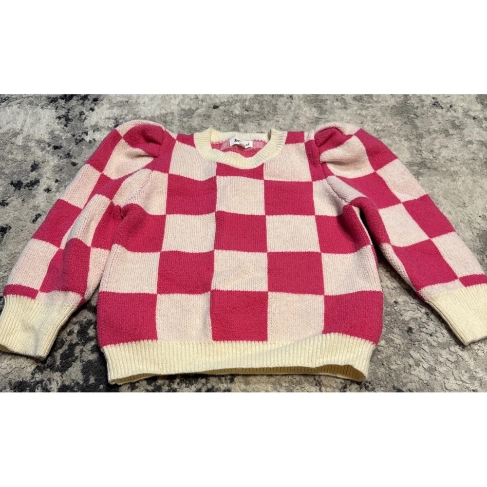 & merci Girl's Pink Ivory Checkered Board Sweater Size Small Youth